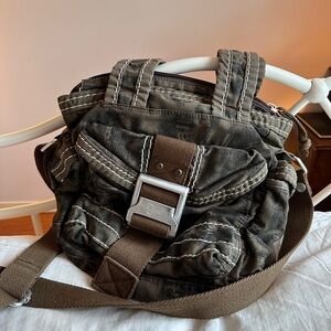 Military Olive Canvas Crossbody Bag